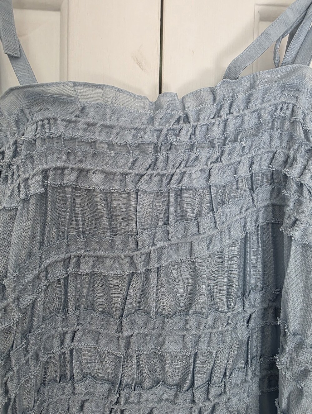 Tory Burch Light Blue Smocked Midi Dress - Picture 4 of 10